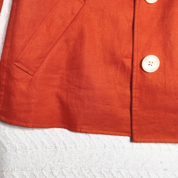 Lauren Ralph Lauren  Single Breasted 100% Linen Lined Orange Jacket Women Size 8 - Picture 6 of 14